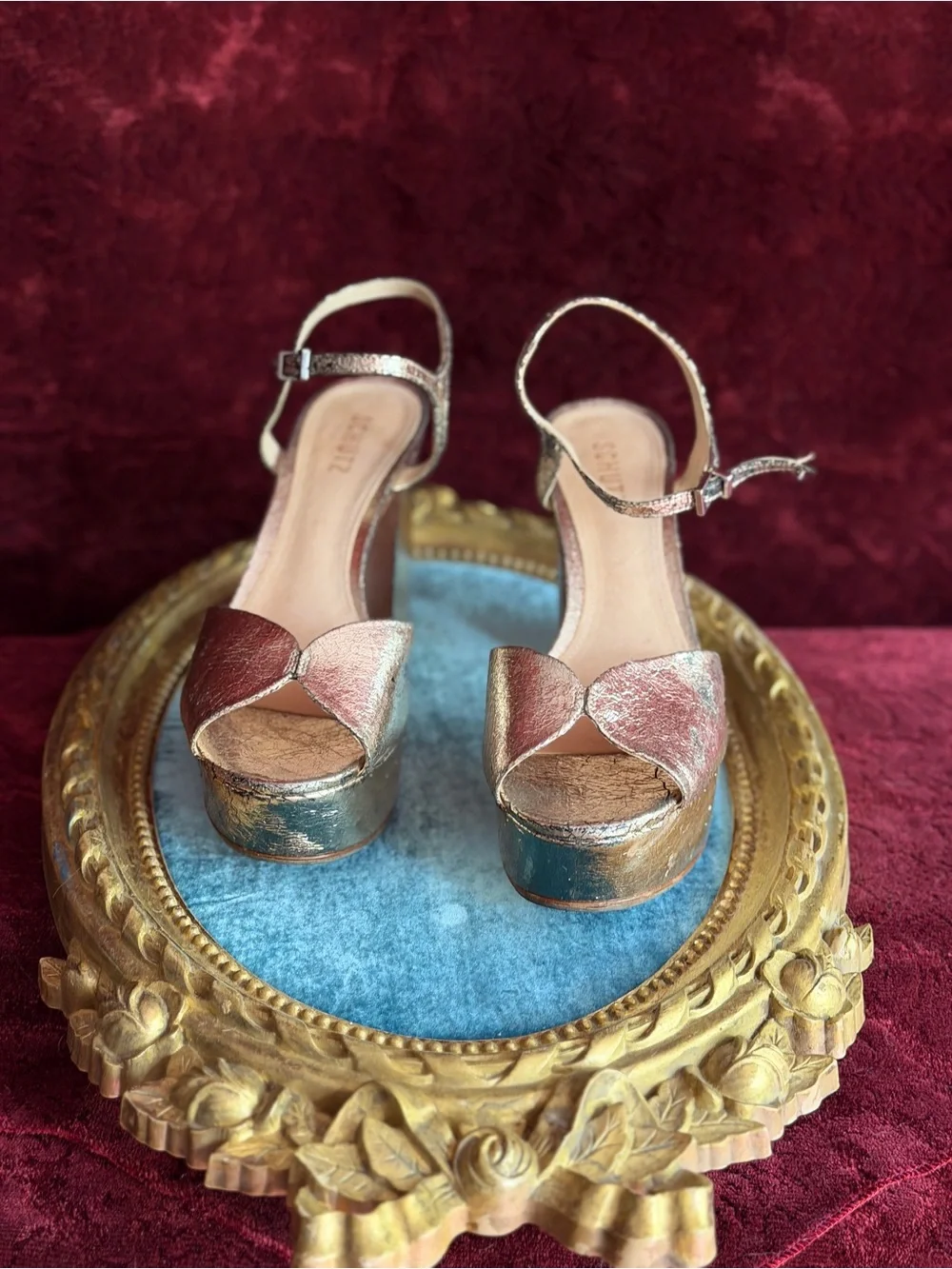 SCHUTZ Metallic Gold Platform Sandal